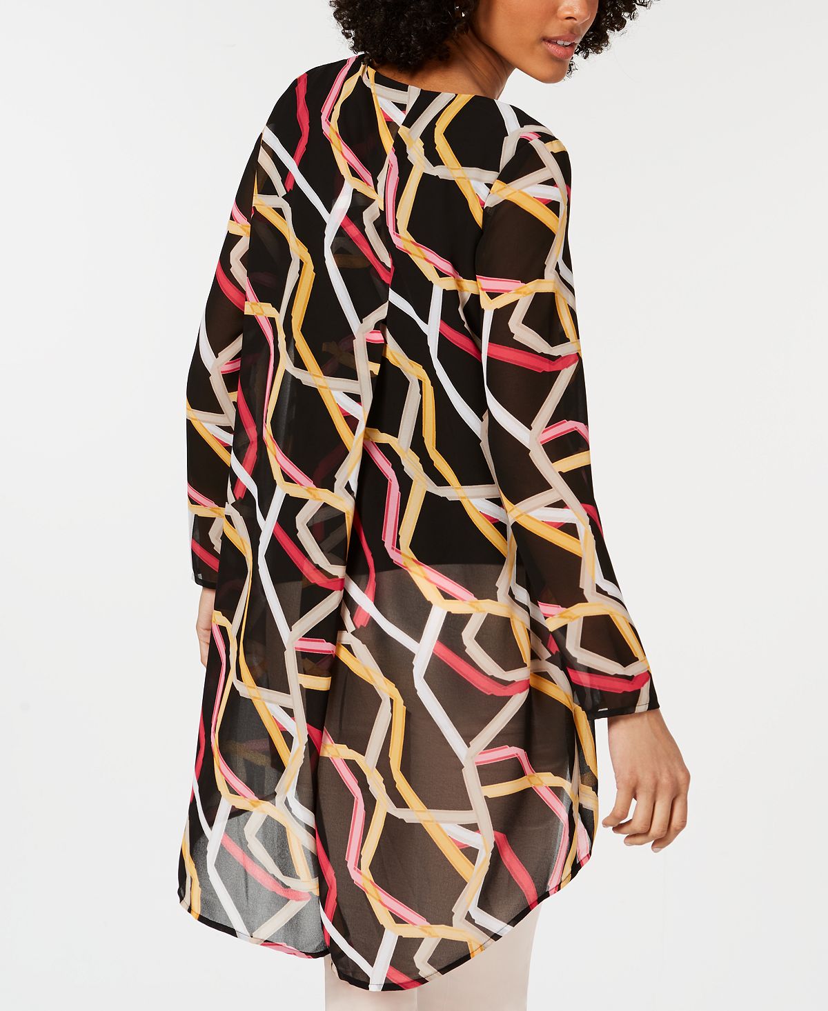 Alfani Women's Printed High Low Tunic Black Size M