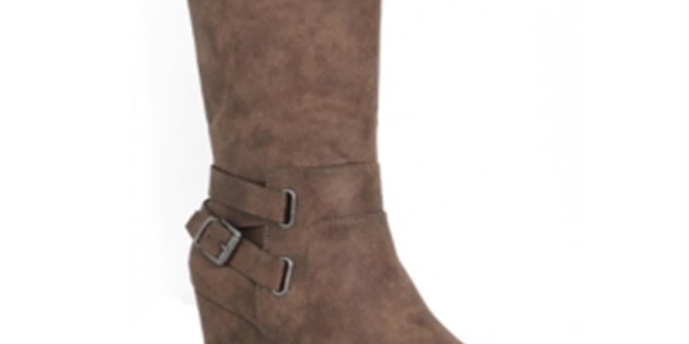 American Rag Women's Kyle Buckle Wedges Knee High Boots Taupe  Size 6.5 M
