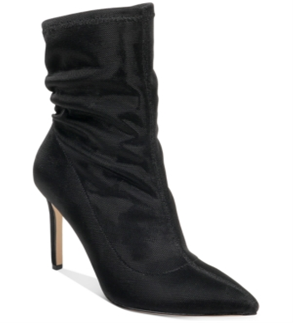 Badgley Mischka Women's Ronnie Fabric Pointed Toe Mid Calf Fashion Boots Black  Size 8 M