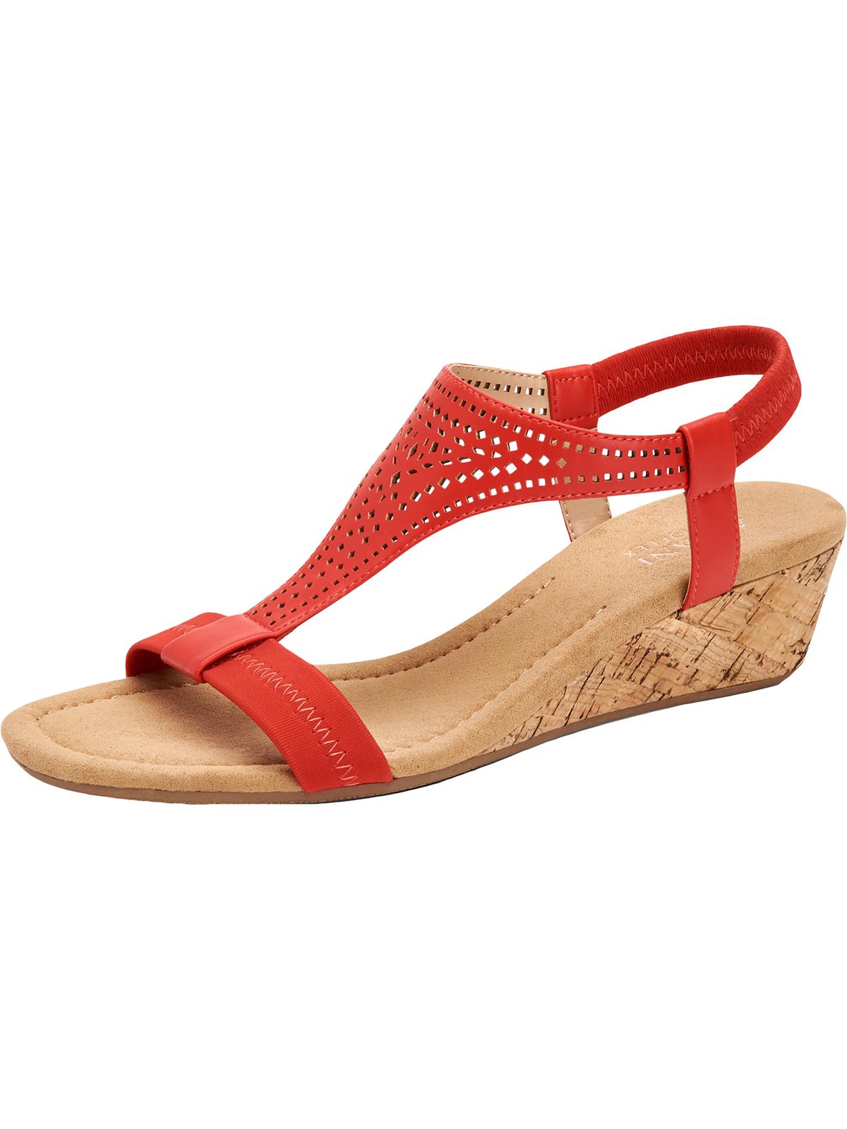 Alfani Womens Vacanzaa 2 Faux Leather Wedge Sandals Red Size 10.5 M