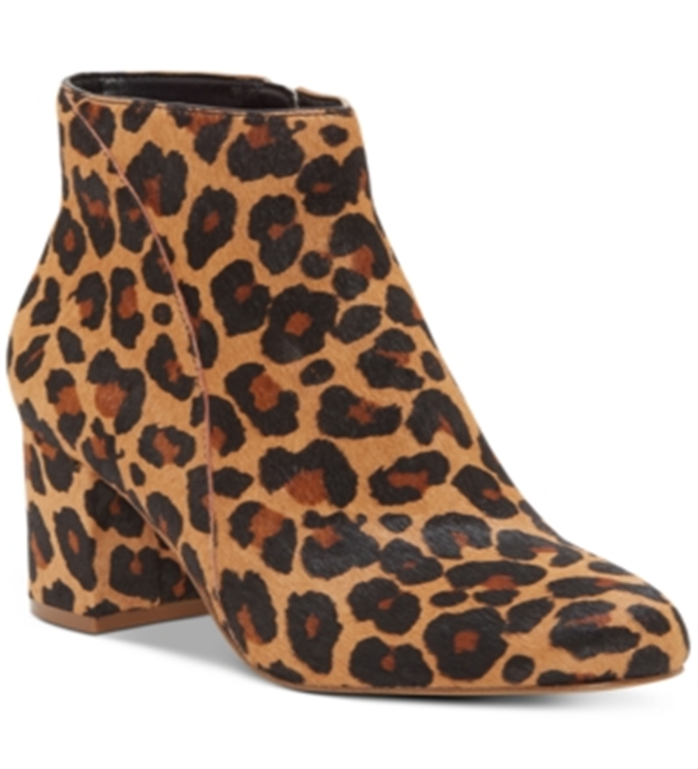 INC International Concepts Women's Floriann Calf Hair Animal Print Ankle Boots Brown Size 6 M
