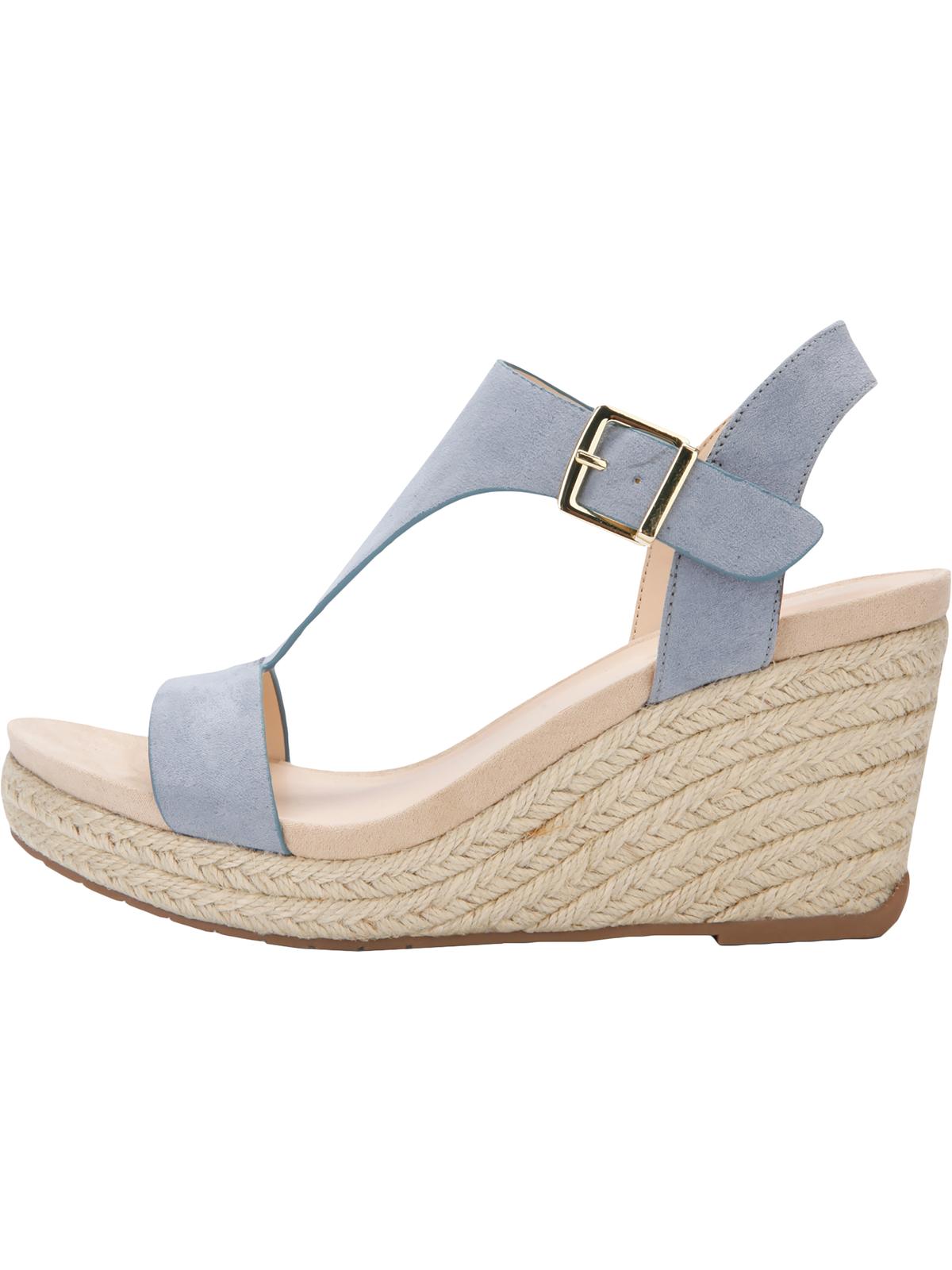 Kenneth Cole Reaction Womens Card Solid T-Strap Espadrille Heels Blue Size 11 M