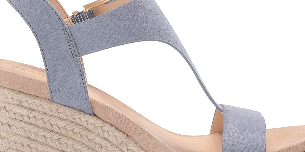Kenneth Cole Reaction Womens Card Solid T-Strap Espadrille Heels Blue Size 11 M