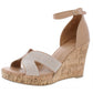 Material Girl Women's Faux Leather Ankle Strap Wedge Sandals Brown Size 9.5 M