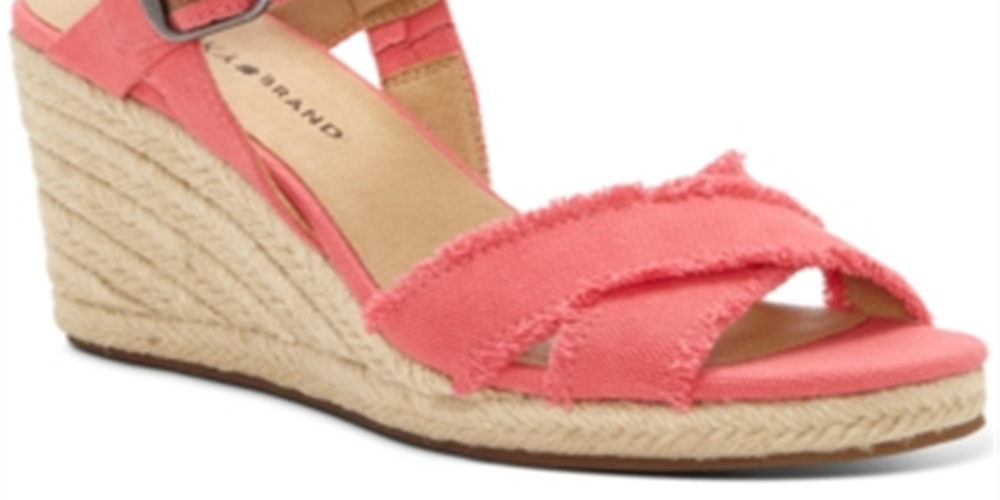 Lucky Brand Women's Margaline Canvas Wedge Espadrilles Orange Size 10 M