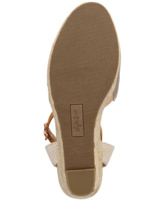 Style & Co. Womens Mailena Faux Leather Wedge Sandals Gold Size 7.5M