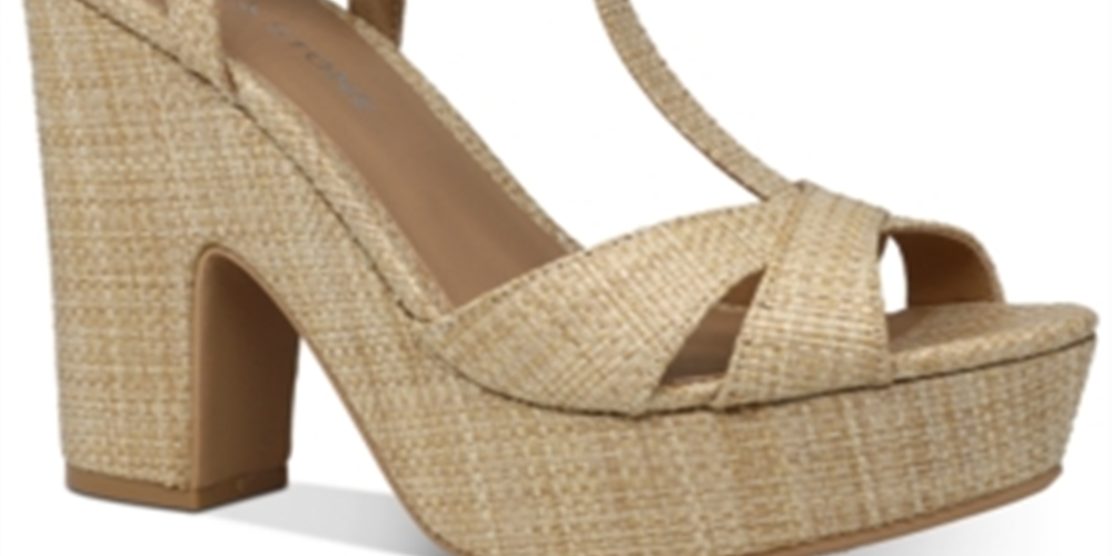 Sun Stone Women's Jamie Woven Ankle Strap Platform Sandals Beige 12 Medium