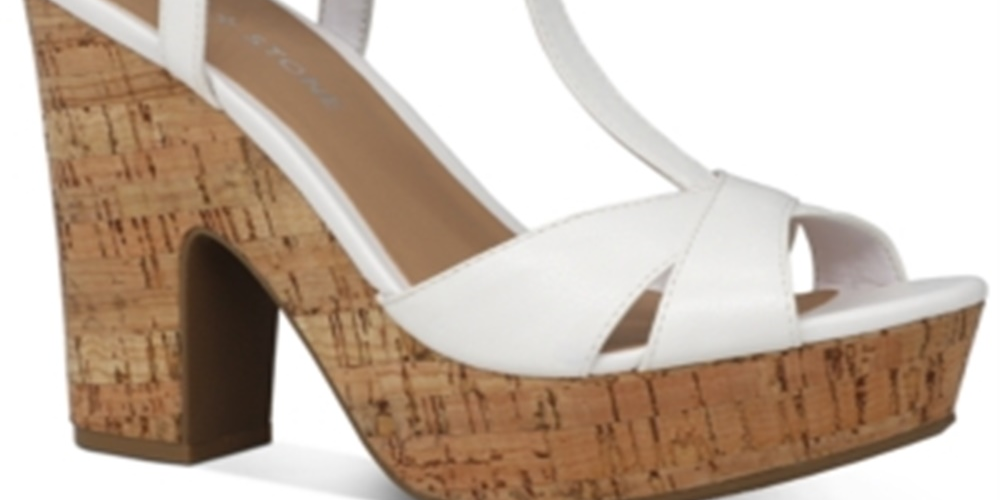 Sun + Stone Women's Jamie Platform Open Toe Heel Sandals White Size 9 M