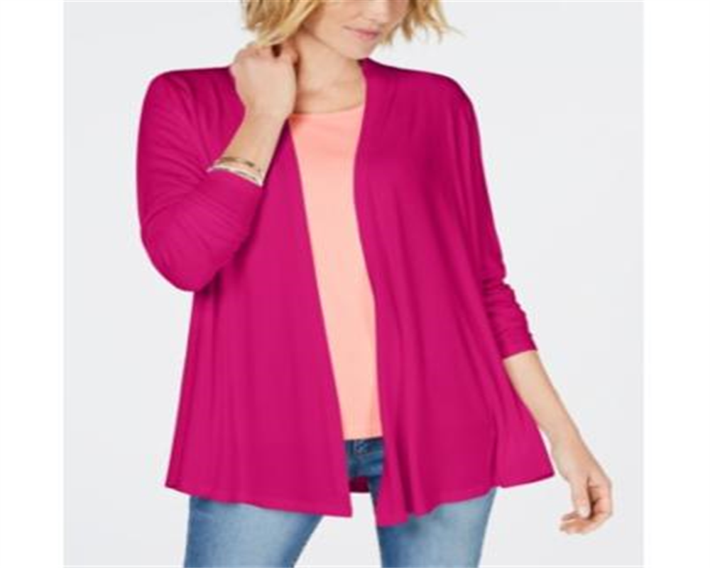Karen Scott Women's Draped Open Front Cardigan Purple Size Large