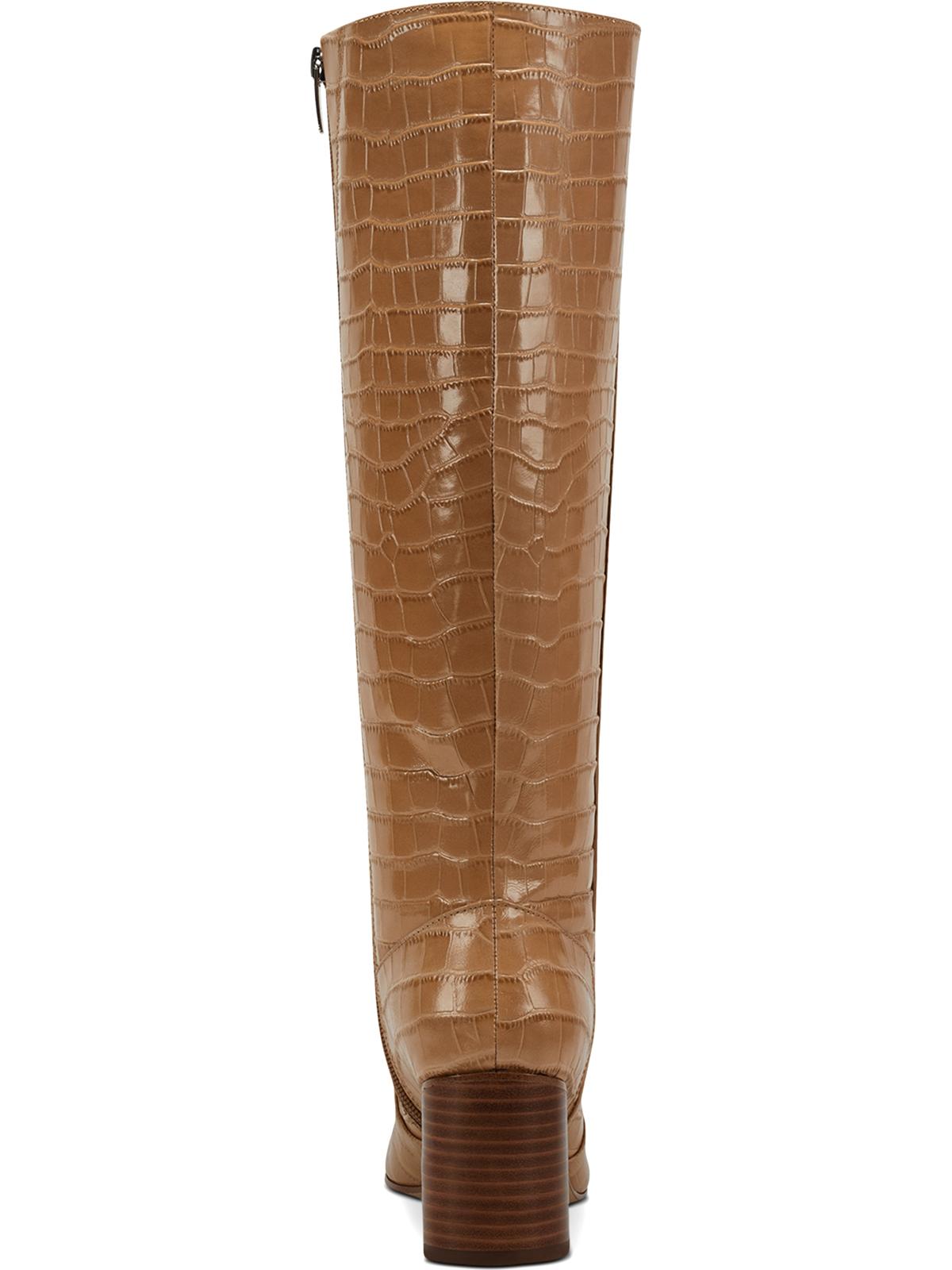Marc Fisher Women's Revely Leather Square Toe Knee High Boots Brown Size 7.5 M