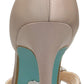 Betsey Johnson Women's Briar Fabric Peep Toe Ankle Strap Classic Pumps Nude Satin Size 5.5 M