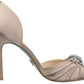 Betsey Johnson Women's Briar Fabric Peep Toe Ankle Strap Classic Pumps Nude Satin Size 5.5 M