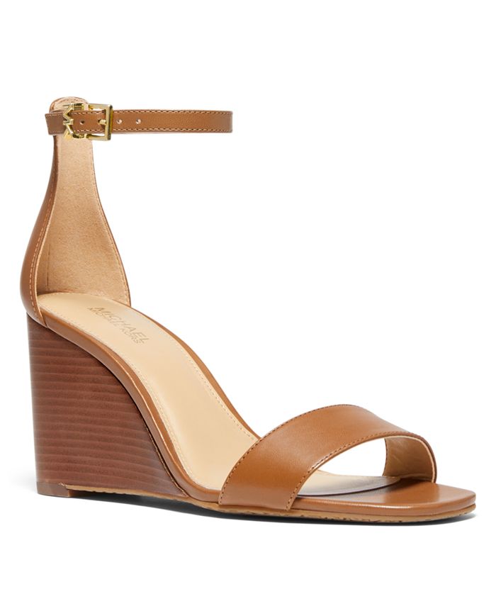 Michael Kors Womens Fiona Wedge Sandals Stacked Ankle Strap Brown Size 6.5 M