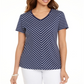 Karen Scott Women's Mitered Stripe Top Blue Size X-Small