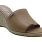 Calvin Klein Women's Britta Leather Open Toe Casual Platform Sandals Brown Size 9.5M