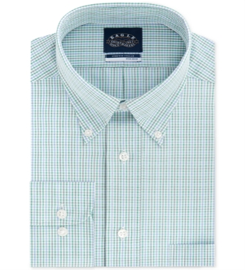 Eagle Men's Multi Big & Tall Check Print Dress Shirt Multi Green Size 17.5-35/36