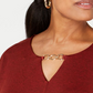 JM Collection Women's Short Sleeve Keyhole Wear to Work Top Red Size Large
