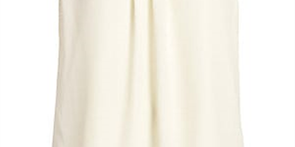 St. John Collection Women's Satin Silk Georgette Shell with Pleat Drape Top White Size Petite