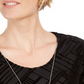 JM Collection Women's Velvet 3/4 Sleeve Scoop Neck Evening Top Black Size Petite Small