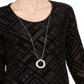 JM Collection Women's Velvet 3/4 Sleeve Scoop Neck Evening Top Black Size Petite Small