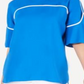 Alfani Women's Piped Flutter Sleeve Top Blue Size Petite