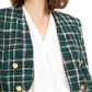 Bar III Women's Plaid Open Front Double Breasted Jacket Green Size 14