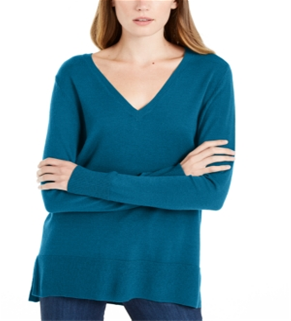 Maison Jules Women's V Neck Sweater Blue Size X-Small