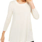 Anne Klein Women's Short Sleeve Jewel Neck Sweater White Size X-Large