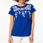 Charter Club Women's Cotton Floral Print T-Shirt Blue Size X-Large