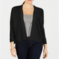 Charter Club Women's Textured Knit Open Cardigan Black Size Medium