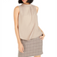 Bar III Women's Mock Neck Pleated Tank Top Gold Size XX-Small
