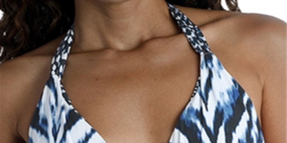 La Blanca Women's Animals Instinct Reversible Halter Bra Top Blue Size 12