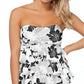 Island Escape Women's Aloha Bloom Printed Tiered Tankini Swim Top Black Size 6