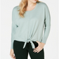 स्टाइल एंड को महिलाओं का टाई फ्रंट स्वेटर हरा, साइज़ लार्ज