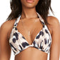 Bar III Women's Animal Print Stretch Push up Fixed Cups Lined Tie Deep V Neck Swimsuit Top Brown Size X-Large