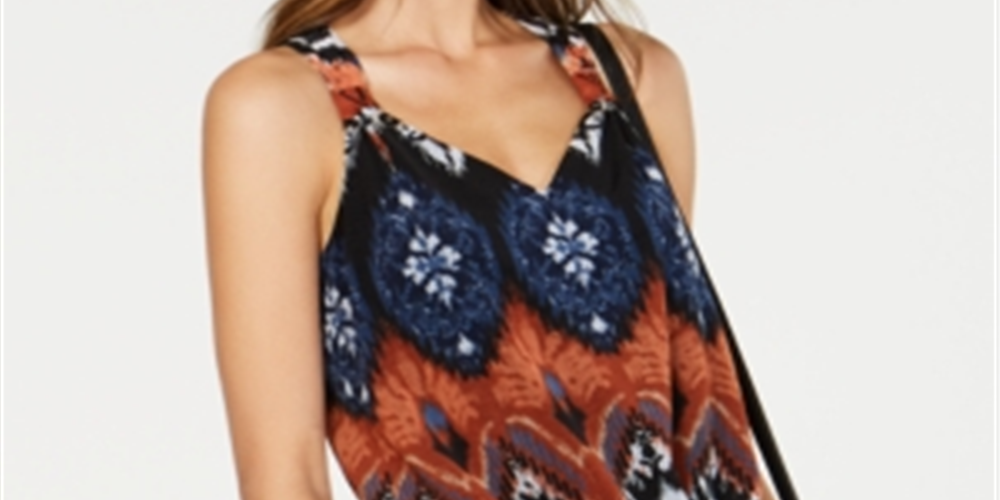 INC International Concepts Women's Tie Front Chiffon Top Brown Size Petite XL
