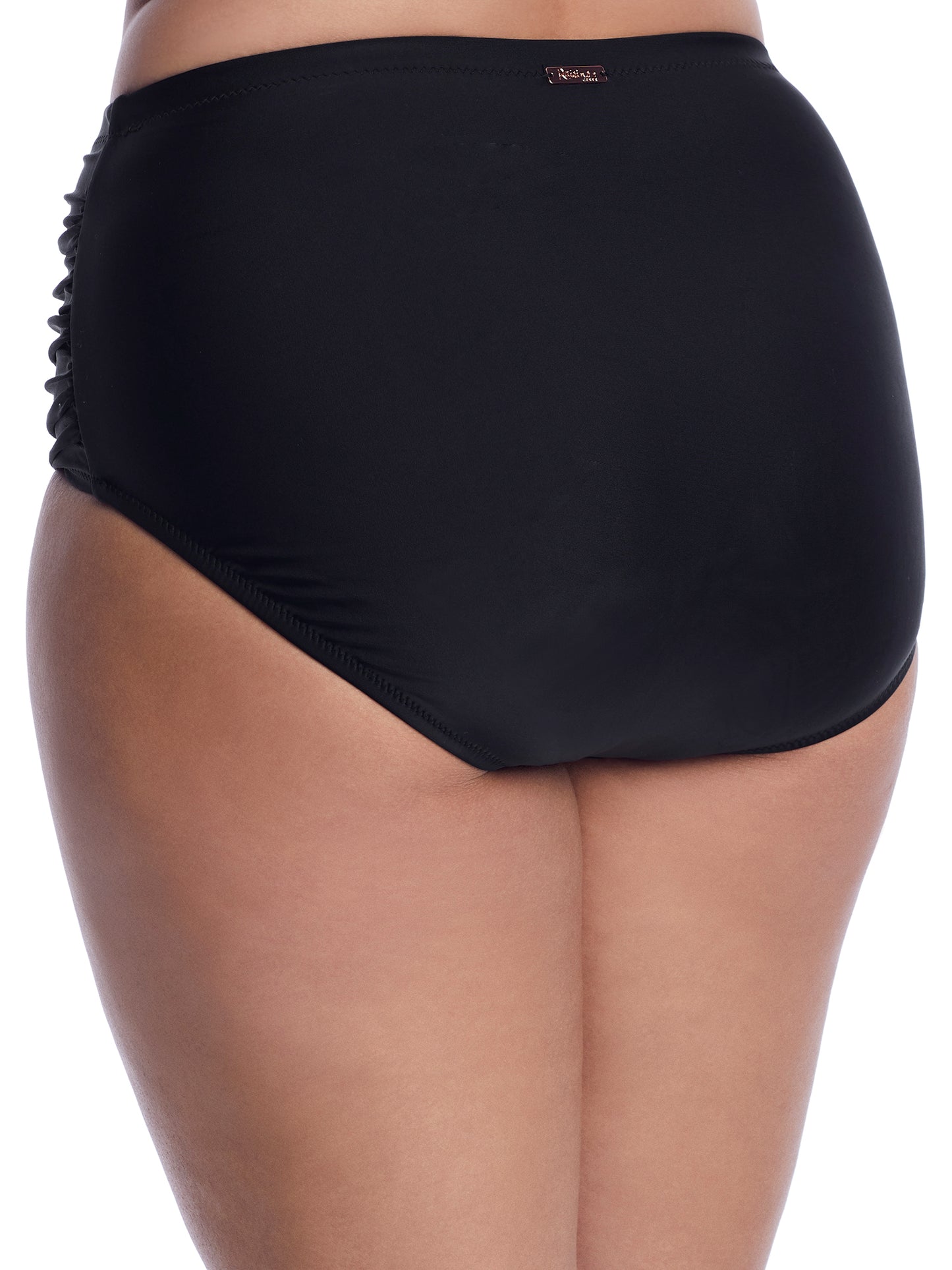 Raisins Curve Women's Stretch Ruched Front Lined Full Coverage Costa Swimsuit Bottom Black Size 14W