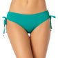 Anne Cole Women's Stretch Ruched Tie Lined Adjustable Full Coverage Bikini Swimsuit Bottom Green Size Medium
