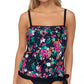 Island Escape Women's Printed Dahlia Tankini Swimsuit Top Black Size 8