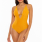 Becca Women's Madison Plunge One Piece Swimsuit Yellow Size Small