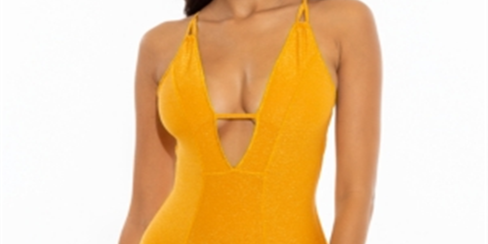 Becca Women's Madison Plunge One Piece Swimsuit Yellow Size Small