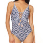 Jessica Simpson Women's Venice Beach Lace up One Piece Swimsuit Gray Size Small