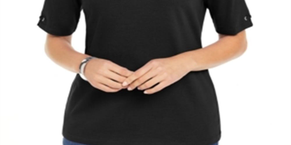 Karen Scott Women's Cotton Ring Top Black Size X-Small