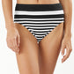 Tommy Bahama Women's Breaker Bay Variegated Stripe High Waist Swim Bottoms Black Size Large
