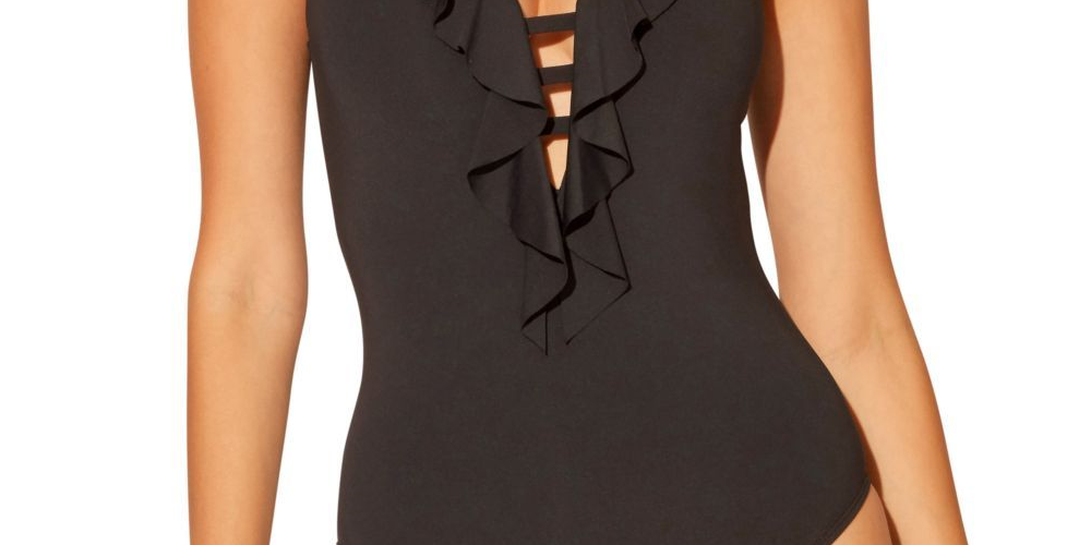 Bleu Rod Beattie Women's Lace Down One Piece Swimsuit Black