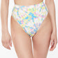 Jessica Simpson Women's Printed Stretch Lined Bikini Full Coverage High Waisted Swimsuit Bottom Yellow Size Large