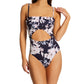Sanctuary Women's Night in the Jungle Spliced Banded One Piece Swimsuit Black Size Medium