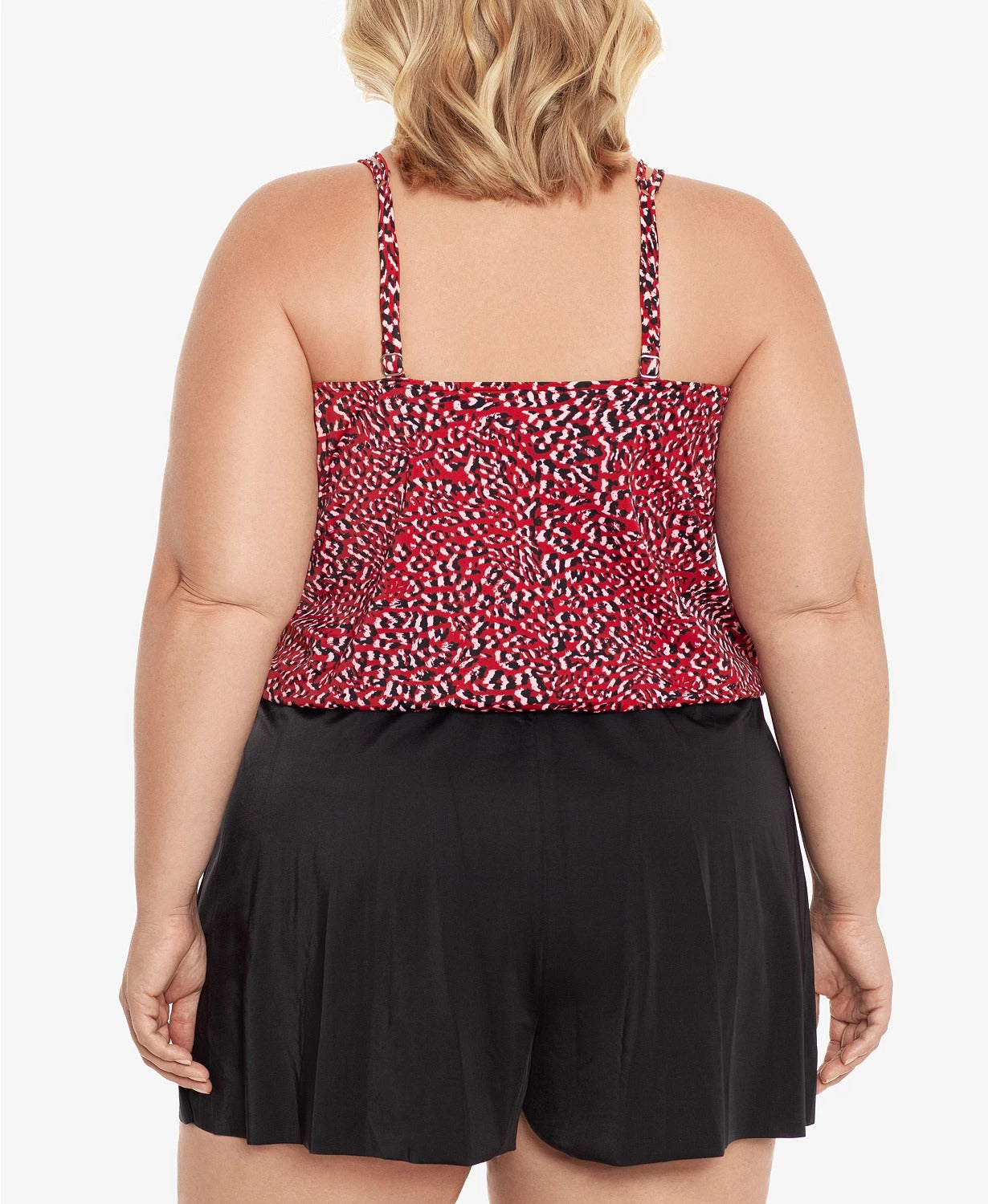 Swim Solutions Women's Printed Stretch Tummy Control Full Bust Support Adjustable Strappy Baby Spice One Piece Swimsuit Red Size 20W