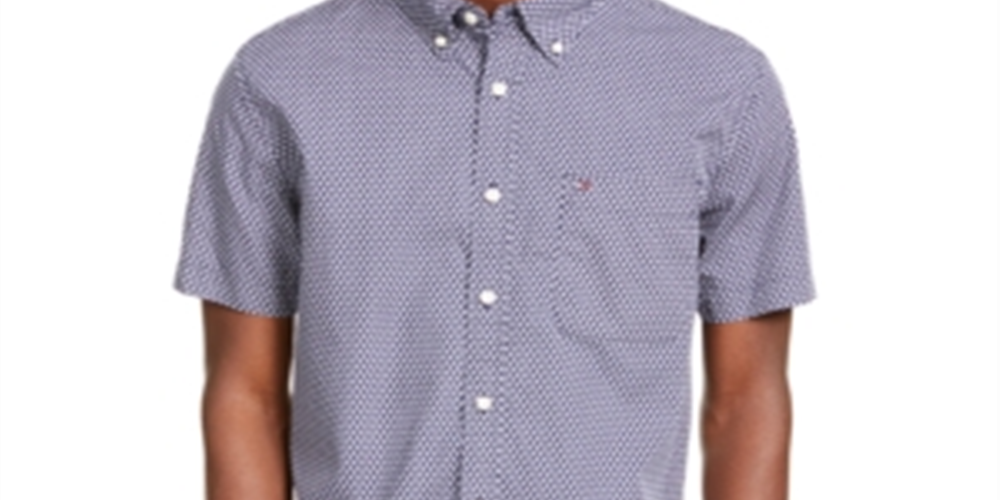 Tommy Hilfiger Men's Hall Custom Fit Geo Print Shirt Blue Size 2XL