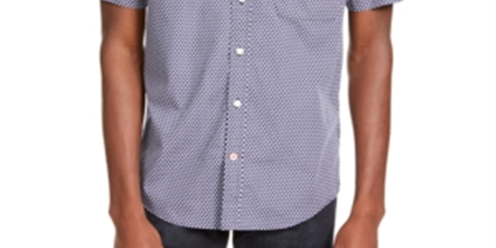 Tommy Hilfiger Men's Hall Custom Fit Geo Print Shirt Blue Size 2XL